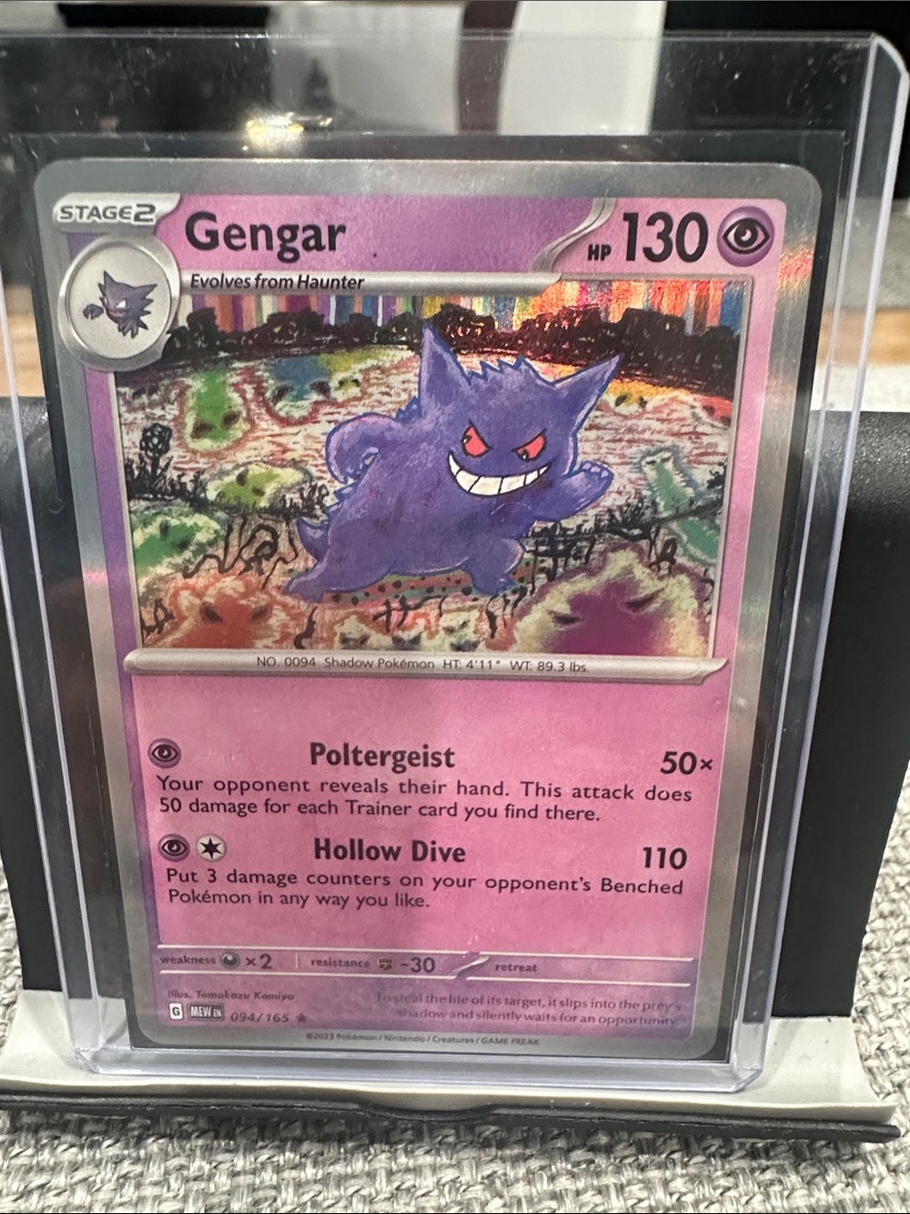 Pokemon Gengar Trading Card Pink Purple Holographic
